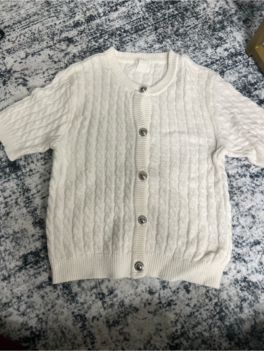 Women’s Cream Cable-Knit Button Cardigan